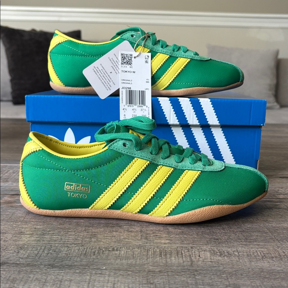 adidas Tokyo Green and Yellow Women's Sneakers - Picture 2 of 10